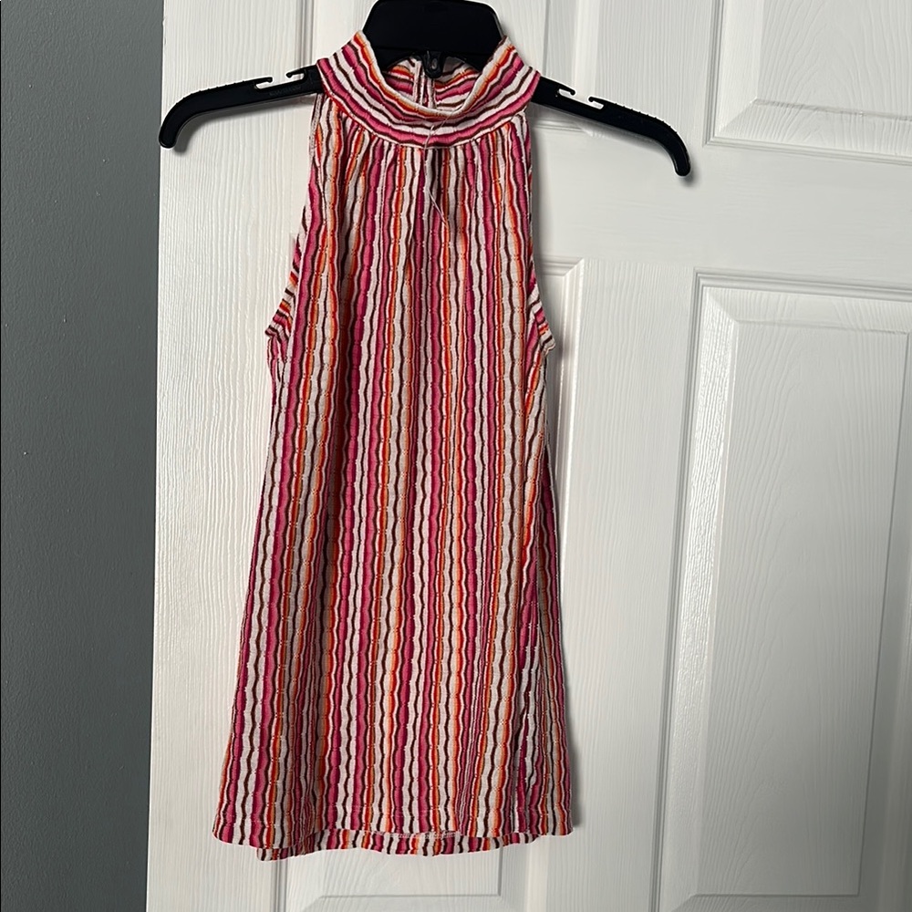 LOFT Red and Pink Sleeveless Halter Top